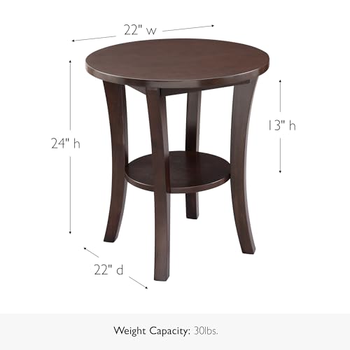 Image of Leick Home Boa Round End Table, 22 inch, Chocolate Oak