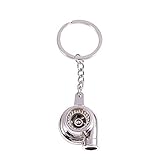Groesse: 4.8 * 1.8 * 3 cm Turbolader Schluesselanhaenger - TOOGOO(R) Gleitlagern Spinning Goldene Autoteile Modelle Turbine Turbolader Schluesselanhaenger Schluesselanhaenger Silber