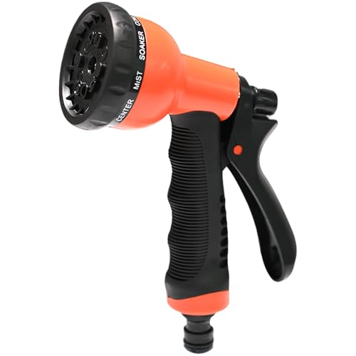 Armo 10 Pattern Adjustable Hose Nozzle Anti Slip Multi High Pressure Jet Spray Gun for Hose Pipe Watering Cans with 10 Water Control Patterns