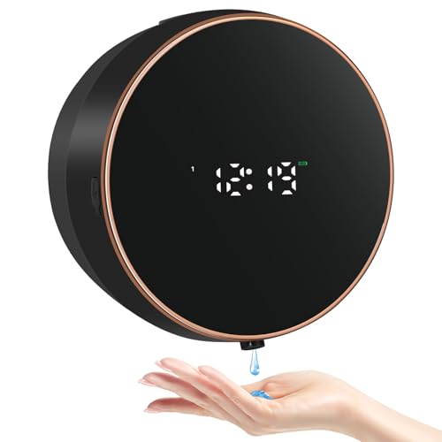 Monstake Automatic Soap Dispenser 3 Levels Adjustable Automatic Washing-Up Liquid Dispenser Wall Mounted No Drilling 300 ml for Shower Kitchen Black