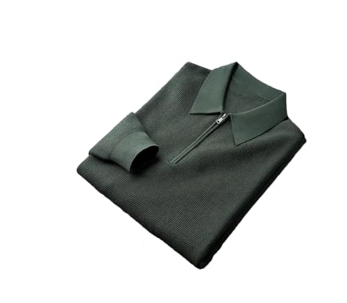 REHJJDFD Men Warm Knitted Pullovers Half Zip Sweater Men Long Sleeved Sweater Lapel Casual Slim Fit Pullover