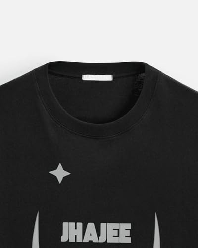 Image of JHAJEE Clothing Luxury Unisex Oversized Cotton French Terry Graphic T-Shirt Round Neck Half Sleeve Streetwear Breathable Casual Tee for Unisex