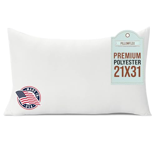 Pillowflex Premium Polyester Throw Pillow Insert - 21x31 - Ultra Soft Large Rectangle Throw Pillow, Couch Sham, Lumbar, Back, Sofa - Machine Washable - Decorative Accent Form - 1 Soft Pillow