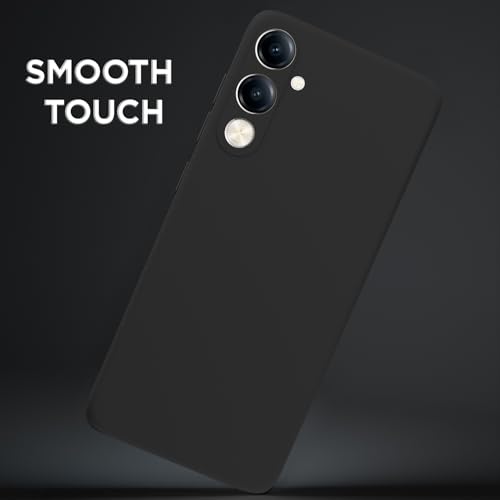 Image of Outlouders Back Cover for iQOO Z10 lite 5G / Vivo T4 lite 5G / Y19 5G / Y19e / Y04 4G / Y29s 5G | Camera Protection | Durable Soft Matte Silicone Bumper Case (Black)