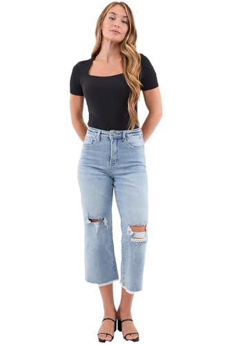 RFM Dylan High Rise Straight Cropped Fray Jeans with Built-in Tummy Control - Premium Stretchy Denim (Available in Plus)4