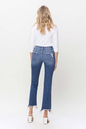 Flying Monkey - Mid Rise Distressed Hem Ankle Bootcut Jean - F50112