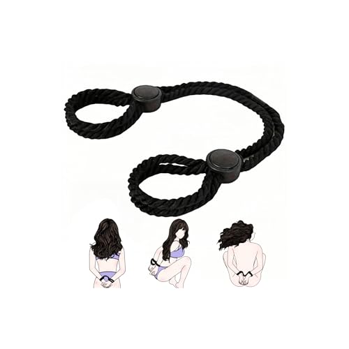 Rope Handcuffs BDSM Bondage Restraints Ankle Cuffs Sex Toys Adjustable Cotton Rope Wrist Straps SM Game Adult Play for Couple (Black)