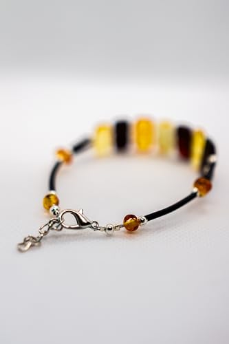 Generic Baltic Amber Bracelet for Women - Hand Made from Polished/Certified Baltic Amber Beads (Multi), NORMAL 8INCHES4