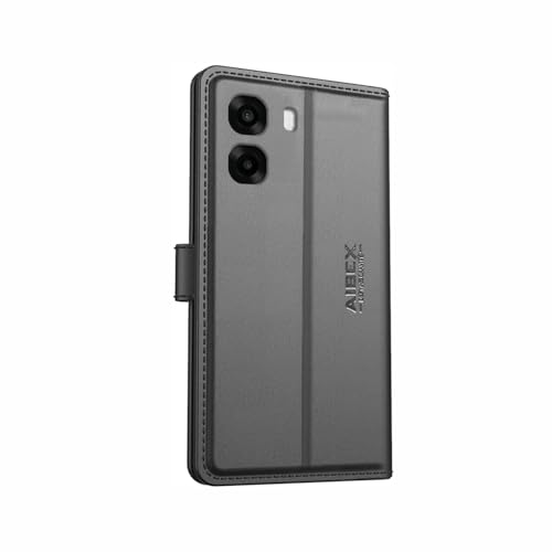 Image of AIBEX Compatible for Oppo A6S 5G / Oppo K14X 5G / Oppo A6X 5G Flip Cover Leather Finish | Inside TPU with Card Pockets | Wallet Stand | Complete Protection Flip Case Black