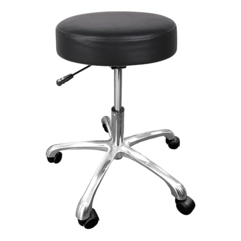 TOA Supply 14" Round Seat Wide Base Drafting Stool Rolling Swivel Chair Hydraulic Pneumatic Steel - Black Cover