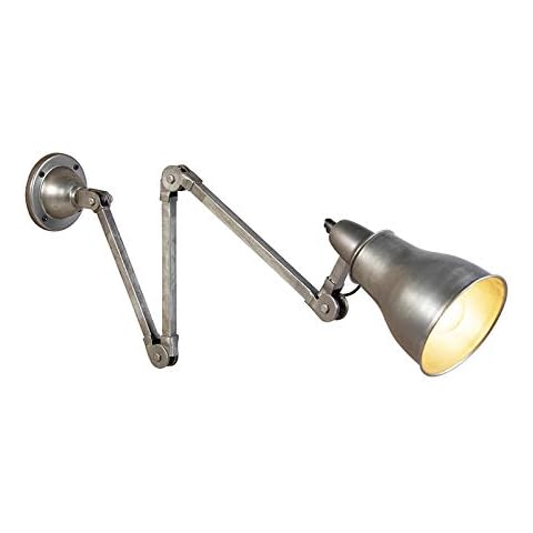 Qazqa - Industrie I Vintage I Industrie I Vintage I Wandleuchte grau verstellbar - Mersey I Wohnzimmer I Schlafzimmer - Stahl Länglich I Organisch Cover