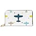 Produktbild JHGFG Mode Handtasche Reißverschluss Brieftasche Kinder Muster Flugzeuge Bunte weiße Telefon Kupplung Geldbörse Abendkupplung Blockieren Leder Brieftasche Multi Card Organizer