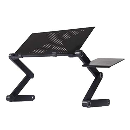 Mesa auxiliar en forma de C, escritorio para computadora portátil, color negro, ajustable a 360 grados, plegable, mesa para laptop, mesa para ventilador, bandeja para colocar sobre la cama (color