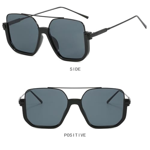 HYLLE Retro Oversized Aviator Sunglasses Women Men Semi-Rimless Square Sun Glasses 70s Trendy Fashion Cute Shades3