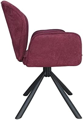 Living Room 360° Swivel Leisure Accent Vanity Chairs Kitchen Dining Office Computer Executive Armchairs Soft Pad Cotton Upholstery Trendy & Retro Style Medium Size 260lbs Capacity (Dark Red)