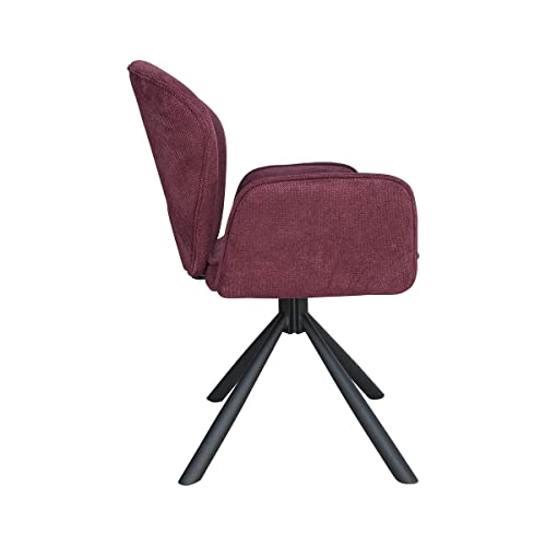 Living Room 360° Swivel Leisure Accent Vanity Chairs Kitchen Dining Office Computer Executive Armchairs Soft Pad Cotton Upholstery Trendy & Retro Style Medium Size 260Lbs Capacity (Dark Red) #TOP19