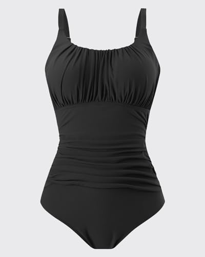TcIFE Women's One Piece Swimsuit Ruched Tummy Control Square Neck Bathing Suits4