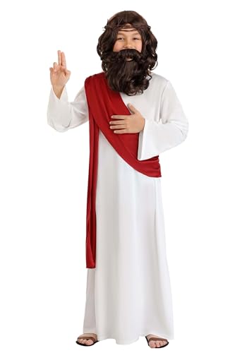 Disfraz Deluxe de Jesús para niños, túnica blanca y corona de espinas miniatura 1
