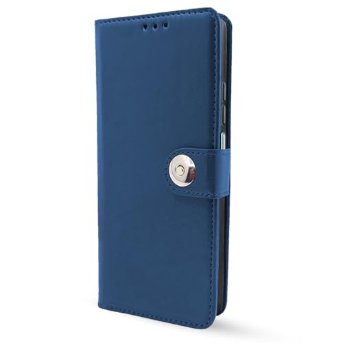 Image of Pikkme Flip Cover Leather Finish | Inside TPU with Card Pockets | Wallet Stand and Shock Proof | Complete Protection Button Flip Case for Oppo K12x 5G (Blue)
