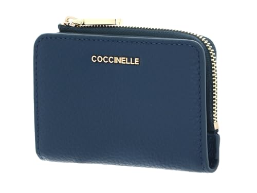 Credit card holder Coccinelle en cuir souple métallisé bleu nuit