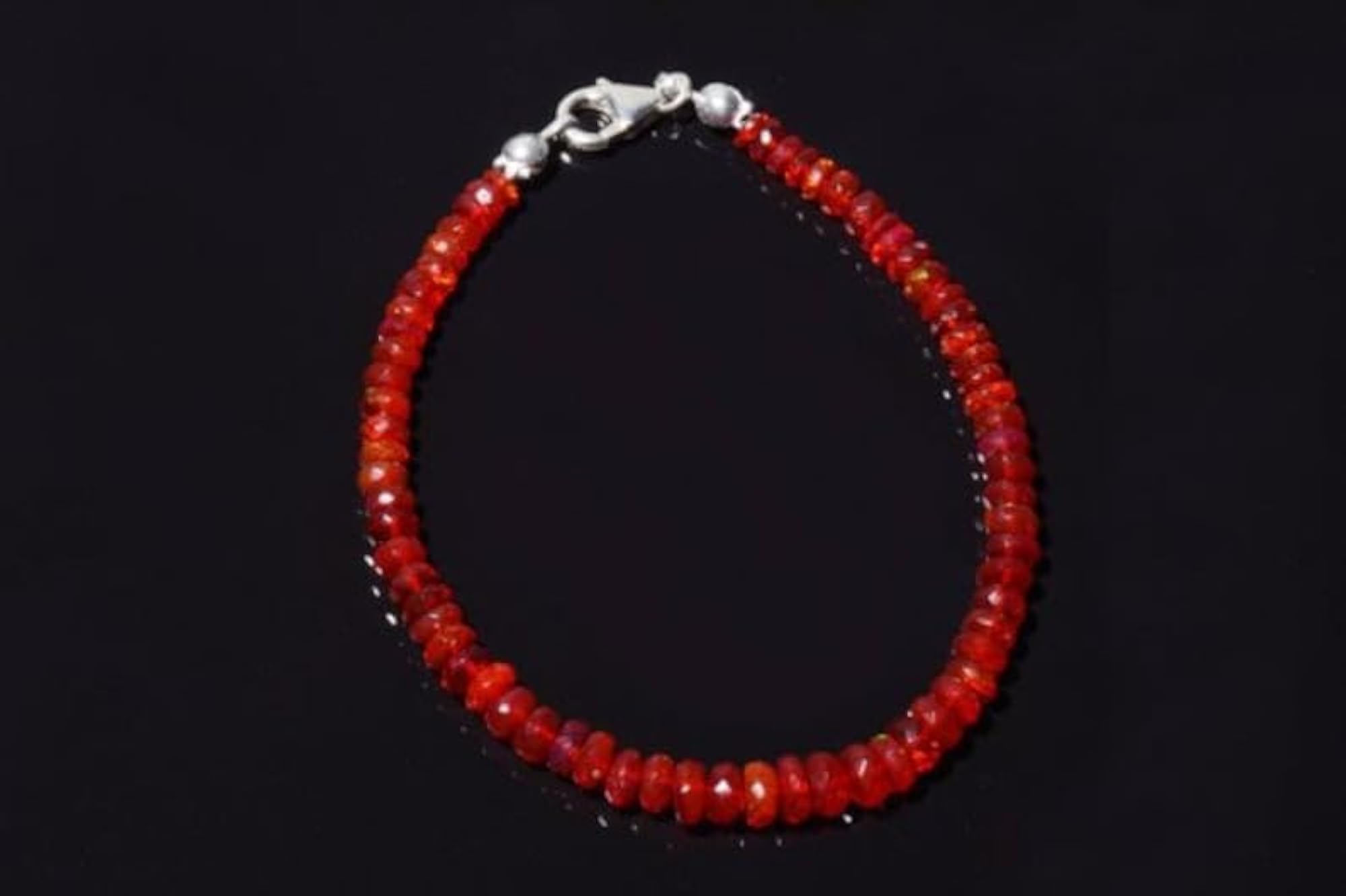Ethiopian Red Opal Rondelle Beaded Bracelet, Adjustable