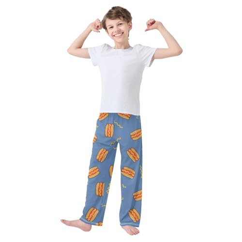 Cheese Hot Dog Boys Pants Boys Athletic Pants Long Pant for Boywith Pockets Wide-Leg Size 6-14Y3