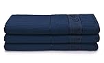 Velosso 3 Pack Cooks Large Everyday Kitchen Tea Towel Set 100% Supreme Ring Spun Cotton Soft and Absorbent Dish Towels, Tea Towels, Dish Cloth, Wipe Cloths (Navy)