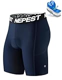 Picture of Nepest Men's Cycling Underwear 4D Padded Bike Biking Bicycle Biker Shorts MTB Mountain Bike Liner Cycle Tights for Riding with Side Pockets Dark Blue/Dark Blue,L
