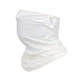 QBA Neck Gaiter, Bandana, Dust Protection with Ear Loops, Filter Pocket, Balaclava UV Protection, Cooling Face Cover for Men, Women, Kids, White H
