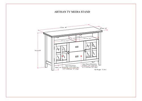 SIMPLIHOME Artisan TV Stand - 48 inch Wide Solid Wood Media Console in Russet Brown, Contemporary Entertainment Center for Living Room for TVs up to 55 Inches with Drawers and Cable Management