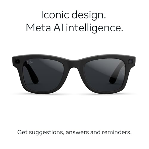 Image of Ray-Ban Meta (Gen 2), Wayfarer, Matte Black | Smart AI Glasses for Men, Women - 2x Battery Life - 3K Ultra HD Resolution - 12 MP Ultra-Wide Camera, Audio, Video - Transitions Grey Lenses