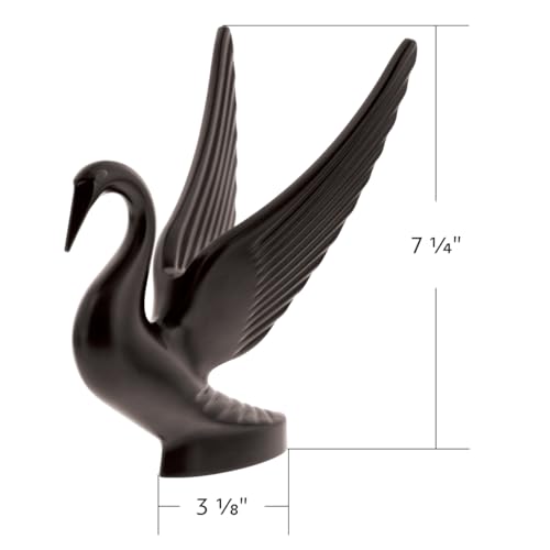 Image of United Pacific 72016 Heavy-Duty Matte Black Swan Hood Ornament, Cast Metal Construction, Universal Two Stud Installation, Detailed Design - ONE Unit