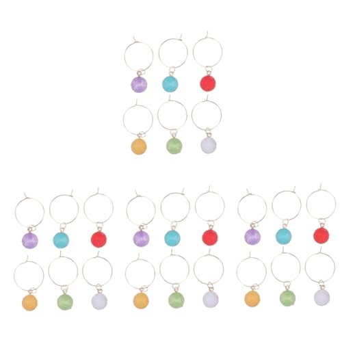 Cabilock 4sets Colorful Crystal Wine Cup Pendants Wine Charms for Party Drink Markers for Weddings Barbecues and Gatherings 6pcs*4