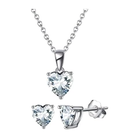 Heart Birthstone Pendant Necklace and Earring Set Cover