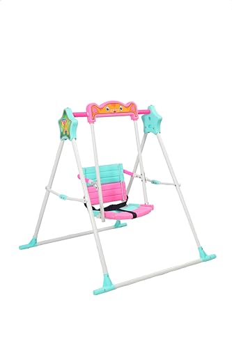 Image of BABYBLESSING Garden Swing | Single Seater | Swing for School,Terrace, Garden | with Safety Locks | Durable | Alloy Steel | (Pink), 103.5cm, 10cm, 40 Cm