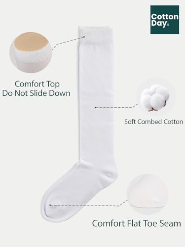 Image of COTTON DAY Kids Girls Unisex School Knee High Socks Black White Gray Navy 3P