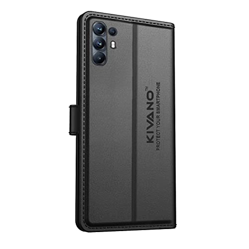 Image of KIVANO Compatible with Oppo F19 Pro Plus 5G Flip Cover | Leather Finish | Inside Pockets & Inbuilt Stand | Shockproof Wallet Style Magnetic Closure Back Cover Case