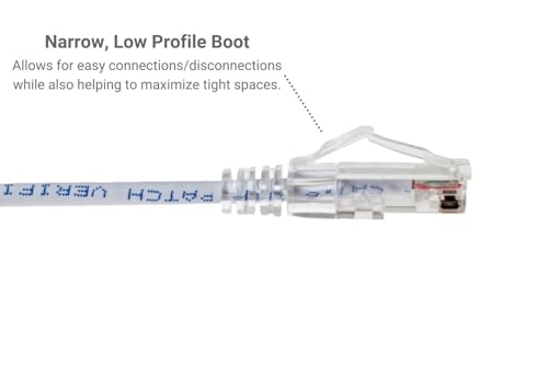 Cable Ethernet Cat6 25 ft Blanco UTP con conector RJ45 miniatura 3