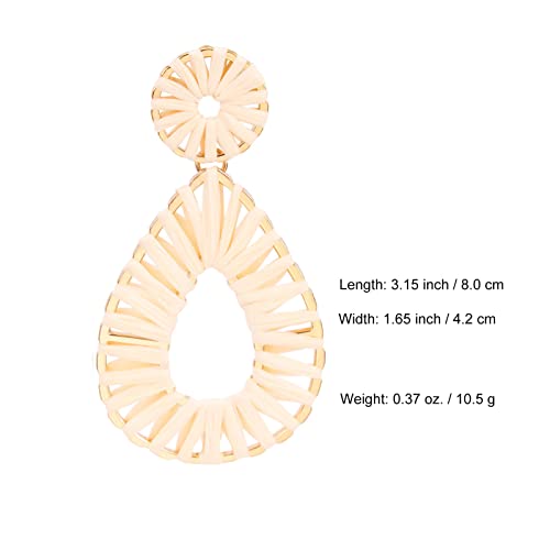 Legitta Raffia Teardrop Dangle Earrings Nature Natural Bohemian Tassel Fringe Rattan Hoop Statement Drop Earrings For Women Girls #TOP4