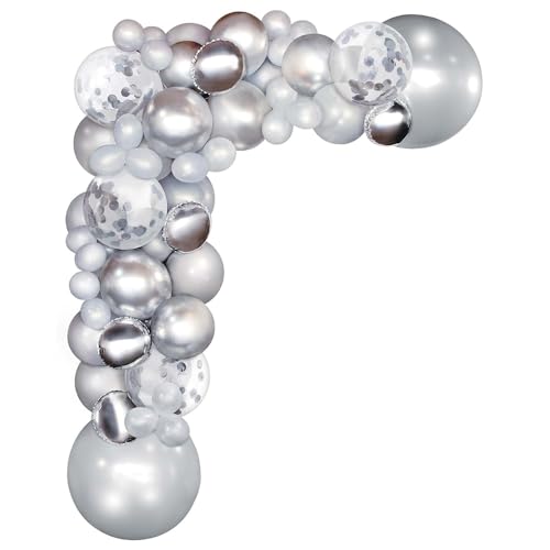 Kit guirlande de ballons argent pour décoration de fête et anniversaire