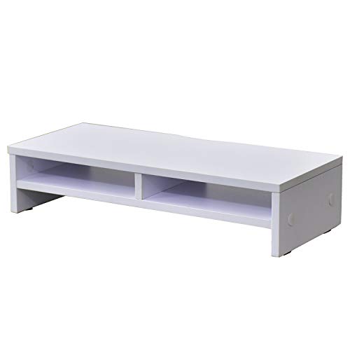 DORIS ドリス 机上台 2段収納 木製 幅59cm 高さ13cm モニター台 卓上 耐荷重20kg 組立式 オーク ホワイト 2段タイプ【13902】