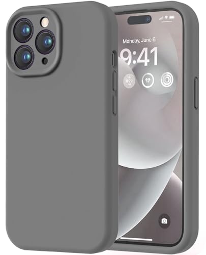 Image of LOVE 3000 Designed for iPhone 14 Pro Max Case, Premium Silicone with [Soft Anti-Scratch Microfiber Lining] Shockproof Protective Phone Case for Men Women Girls 6.7 inch, Dark Grey