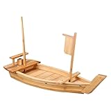 SHOWERORO Bandeja de madera con forma de barco para sushi - Plato grande para sushi y sashimi, ideal para restaurantes, fiestas en casa y cenas familiares - Figuras y muñecos para exhibir