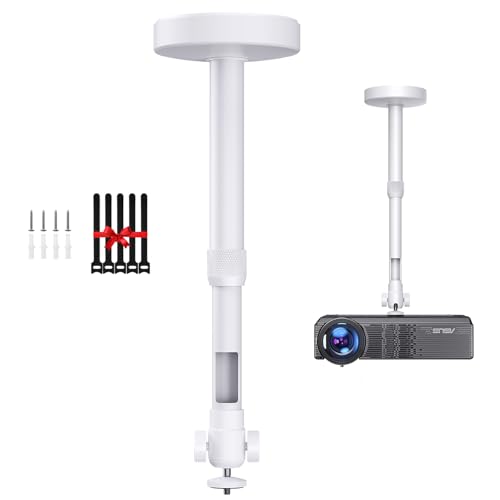 Image of DAWASAPAT Projector Mount for Ceiling/Wall - ¼-Inch Screw Adjustable Tilt&Swivel Hanging Wall Mount Hanger Rack with Extension Pole for Mini Projector with Cable Ties