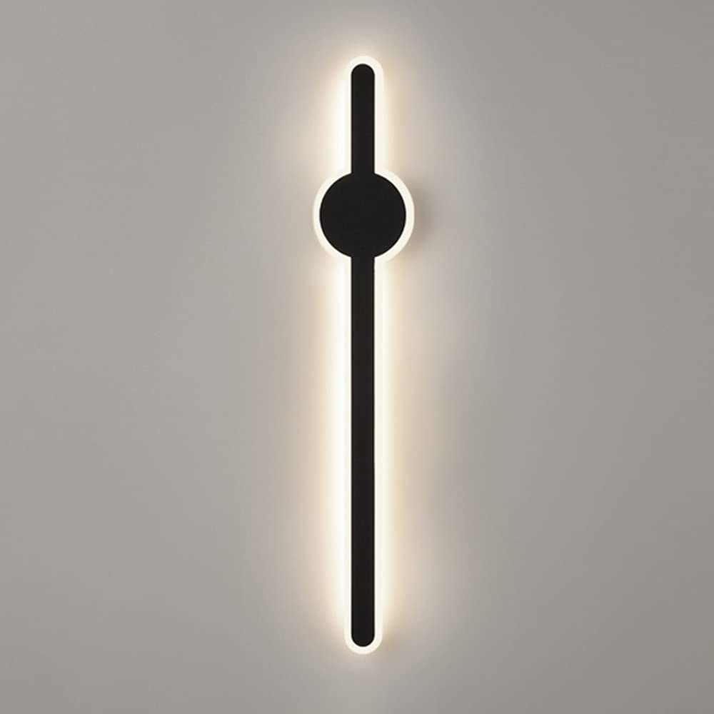 HYJAUSXB LED Long Wall Lamp Indoor Modern Black Vanity Light丨Frosted White Acrylic Up and Down Lighting Fixture丨Bedside Bedroom Aisle Lights丨Wall Sconces for Stair,Pathway,Hallway,Living (4000K 80CM)
