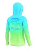 BesserBay Boys Fishing Shirt UV Raglan Sleeve Hooded Rash Guard for Boys Thumb Holes Swim Shirt Blue Trout...