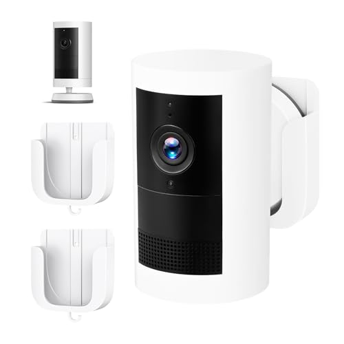 No Drill Wall Mount for Ring Outdoor Cam Plus Easy Installation with Strong Adhesive Tape or Screws Indoor Camera Mount for Ring Camera 2Pack White