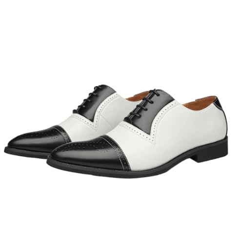 Semi Brogue Dress Oxford for Mens Genuine Leather Anti-Slip Party Brogue Lace Up Tuxedo