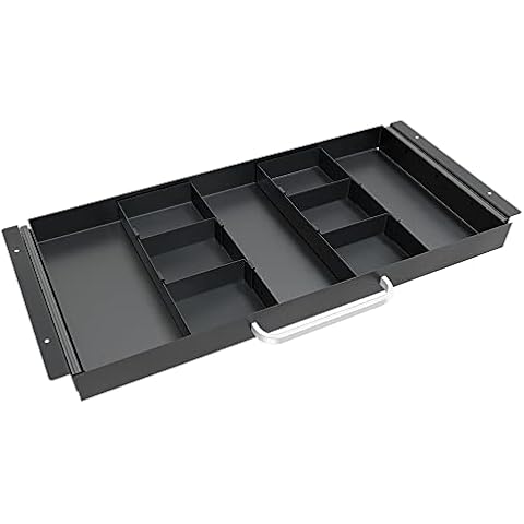 GOME Large Size Under Desk Slide out Pencil Drawer with Adjustable Space Divider Design for Storing Pencil and Office Accessories, Underdesk Pull out Tray Organizer Mounted for Sit Stand Workstation Cover