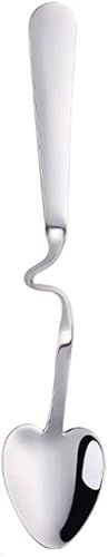 REBABA Cucharas de café en forma de corazón de acero inoxidable con mango curvado cucharas de revolver para café expreso postre helado té miel tipo